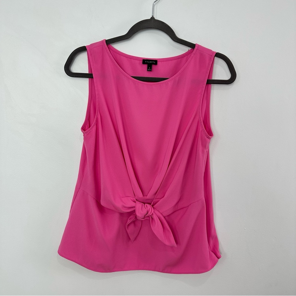 Talbot's Size Small Pink Tie Front Sleeveless Blouse With Hidden Size Zipper